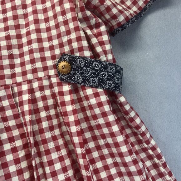 COTTONTAIL ORIGINALS Red Gingham Navy Floral DRESS 14 Vintage 80s 90s Retro Midi - Picture 5 of 16